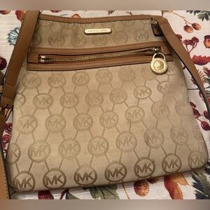 Michael Kors Beige and Brown Crossbody Bag